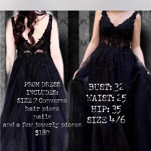 David's Bridal Black Lace Prom Dress